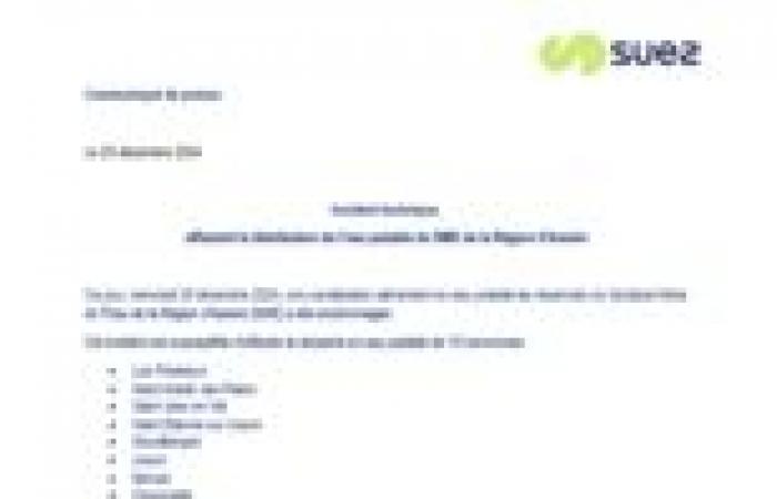 Incidente tecnico che colpisce la distribuzione dell’acqua potabile della PMI della regione di Issoire – Sicurezza civile – Sicurezza e protezione delle popolazioni – Azioni dello Stato