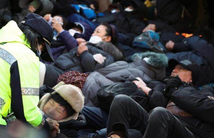 Centinaia di manifestanti si scontrano a Seul