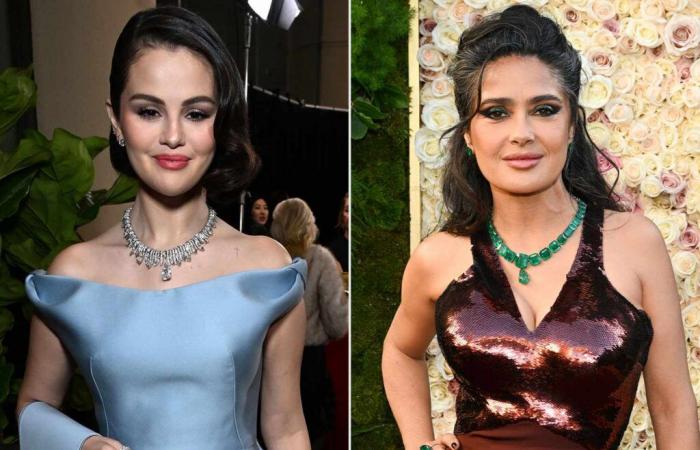 Selena Gomez si emoziona dopo l’incontro con Salma Hayek ai Golden Globes 2025