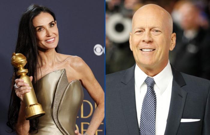 La reazione di Bruce Willis alla vittoria dei Golden Globes di Demi Moore