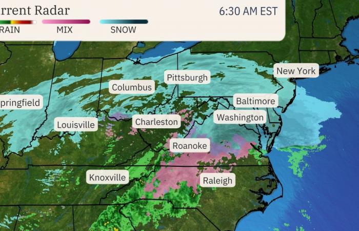 La tempesta invernale Blair porta forti nevicate nel Medio Atlantico