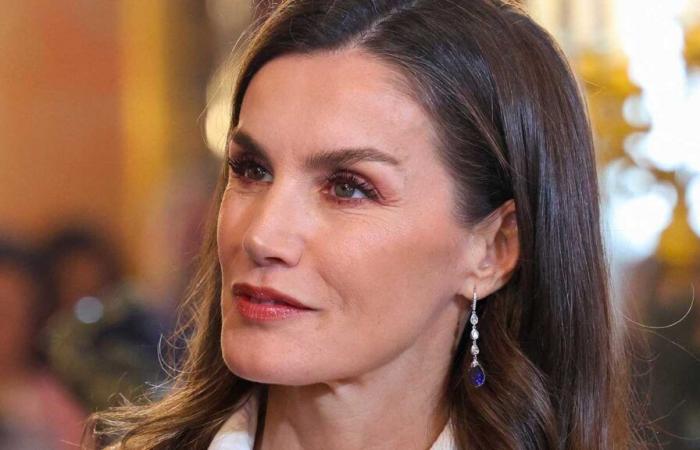 La regina Letizia indossa zaffiri per accompagnare re Felipe al ricevimento in onore del corpo diplomatico