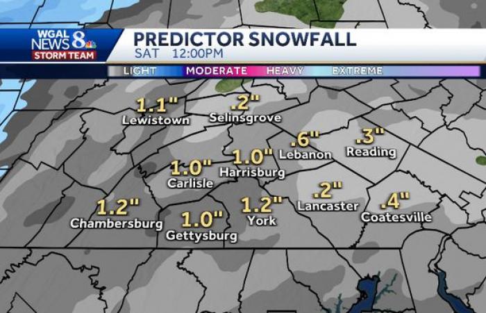 Leggere nevicate da stasera fino alle prime ore di sabato mattina nella Pennsylvania centro-meridionale