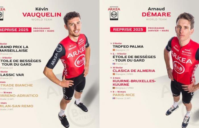 Ciclismo. Strada – Svelato il programma 2025 di Kévin Vauquelin e Arnaud Démare!