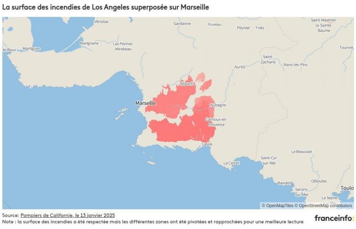 visualizzare l’entità degli incendi in California rispetto alle città francesi