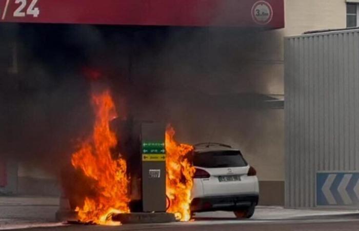 una stazione di servizio prende fuoco, un’auto distrutta