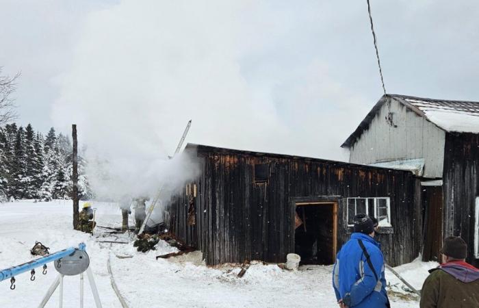 Fabbricato agricolo parzialmente danneggiato da un incendio a Sainte-Justine