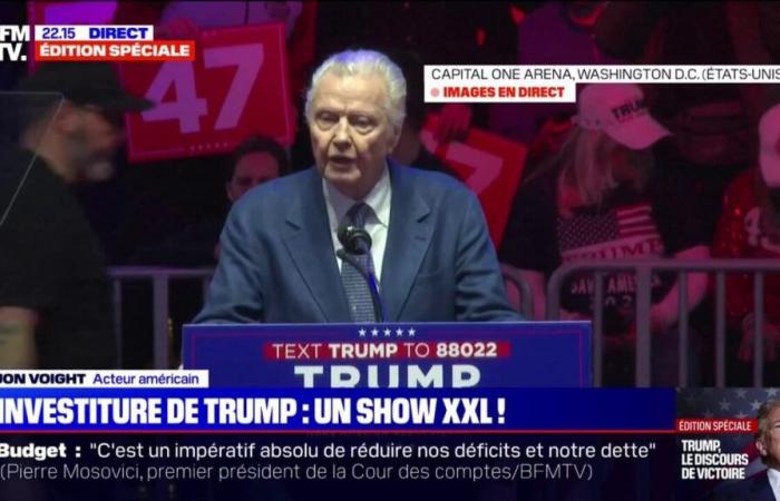 L’attore e sceneggiatore americano Jon Voight dà il via ai festeggiamenti con un discorso prima dell’ultimo incontro di Donald Trump