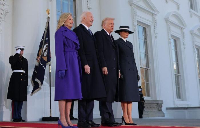 Joe e Jill Biden danno il benvenuto a Donald e Melania Trump