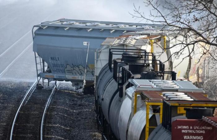 Usura del binario ferroviario causata dal deragliamento di un treno a Longueuil