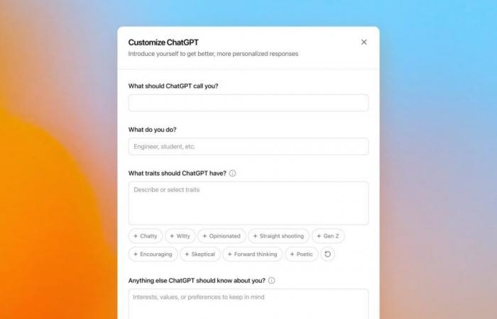 ChatGPT cambia tono di voce in base a istruzioni personalizzate