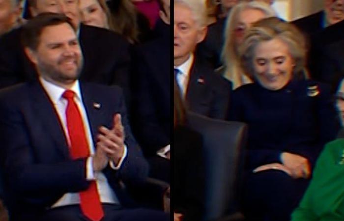 Guarda Hillary Clinton e JD Vance reagire all’annuncio di Trump nel Golfo d’America