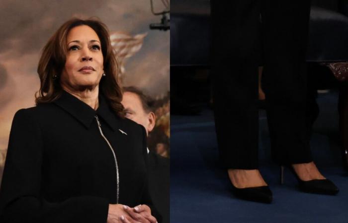 Kamala Harris segue il percorso classico indossando décolleté in pelle nera per l’insediamento di Donald Trump nel 2025