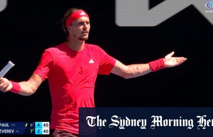 Zverev è furioso durante la chiamata sul break point