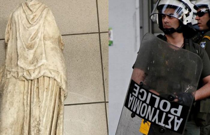 La polizia greca apre un’indagine dopo il ritrovamento di un’antica statua “vicino ai bidoni della spazzatura”