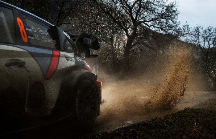 Ott Tänak prende il comando durante lo shakedown del Rally di Monte-Carlo.