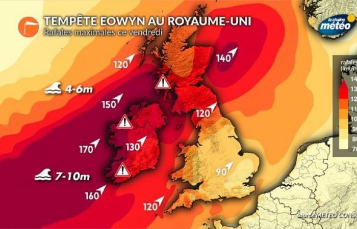 Tempesta Éowyn: una bomba meteorologica colpisce questo venerdì le isole britanniche