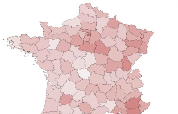 La mappa dei dipartimenti più colpita dall’epidemia