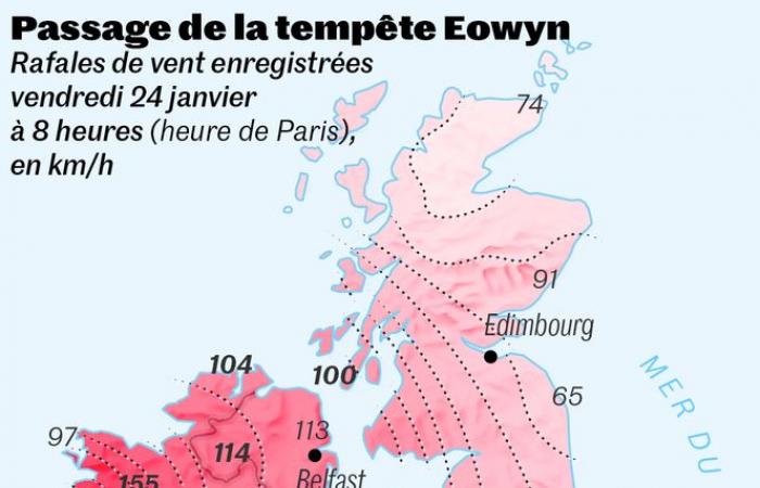 Storm Eowyn, con venti di oltre 135 km/h, attraversato in Irlanda, Alert Red sollevato