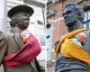 A Gand si celebra così la Giornata internazionale dell’uomo: alle statue viene regalata una fascia porta bebè (Gand)