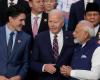 Il Primo Ministro Modi, Justin Trudeau e Joe Biden catturati in un fotogramma della foto di famiglia del G20 a Rio in Brasile | Ultime notizie India