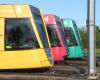 A Reims, il tram abbandona il suo capolinea parziale alla stazione nel mese di gennaio