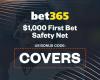 Usa il codice bonus bet365 ‘COVERS’ per ottenere scommesse bonus da $ 150 o una prima scommessa da $ 1K per Packers vs Eagles